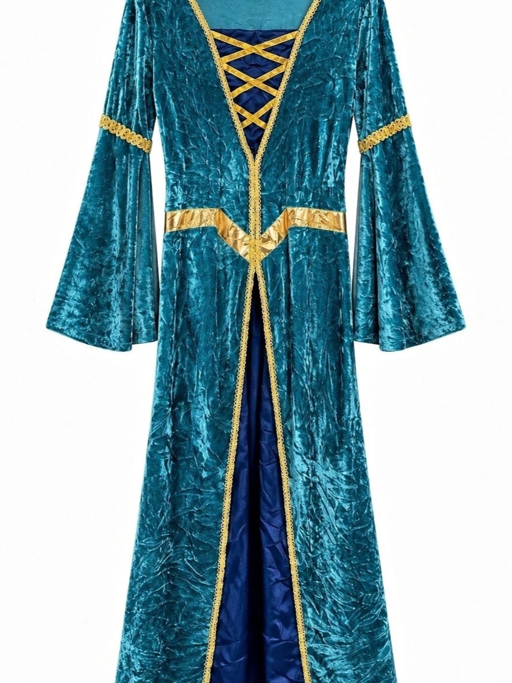 Medieval Renaissance Princess Costume Teal Velvet Gold M/L